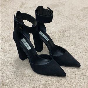 Steve Madden black block heels with ankle strap